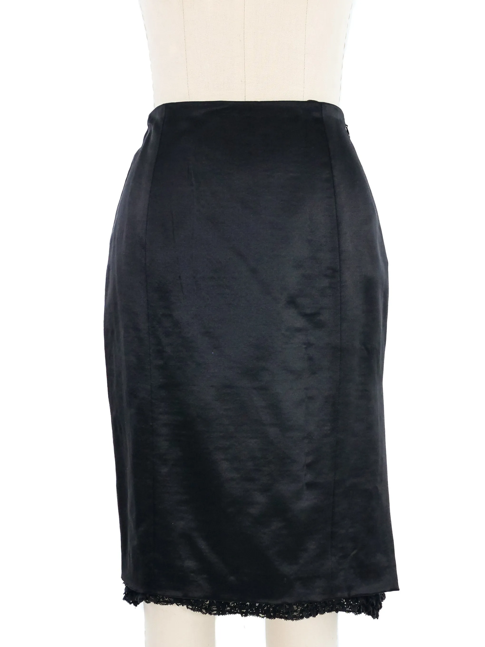 2001 John Galliano Ruffle Trimmed Satin Skirt Suit