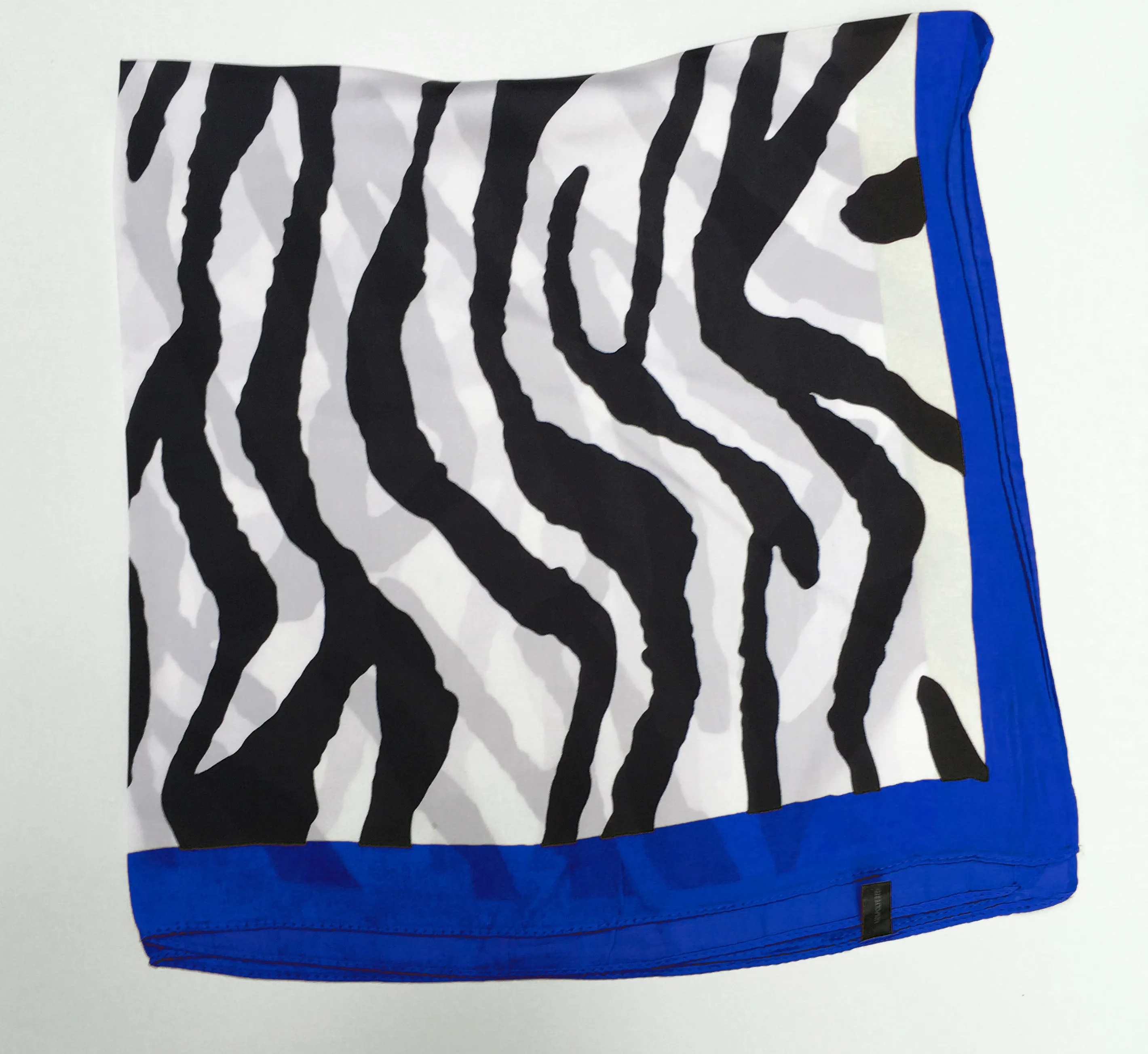 70cm x 70cm Square Scarf Royal Blue Zebra Print Pattern Scarf Thin Silk Womens Summer Spring