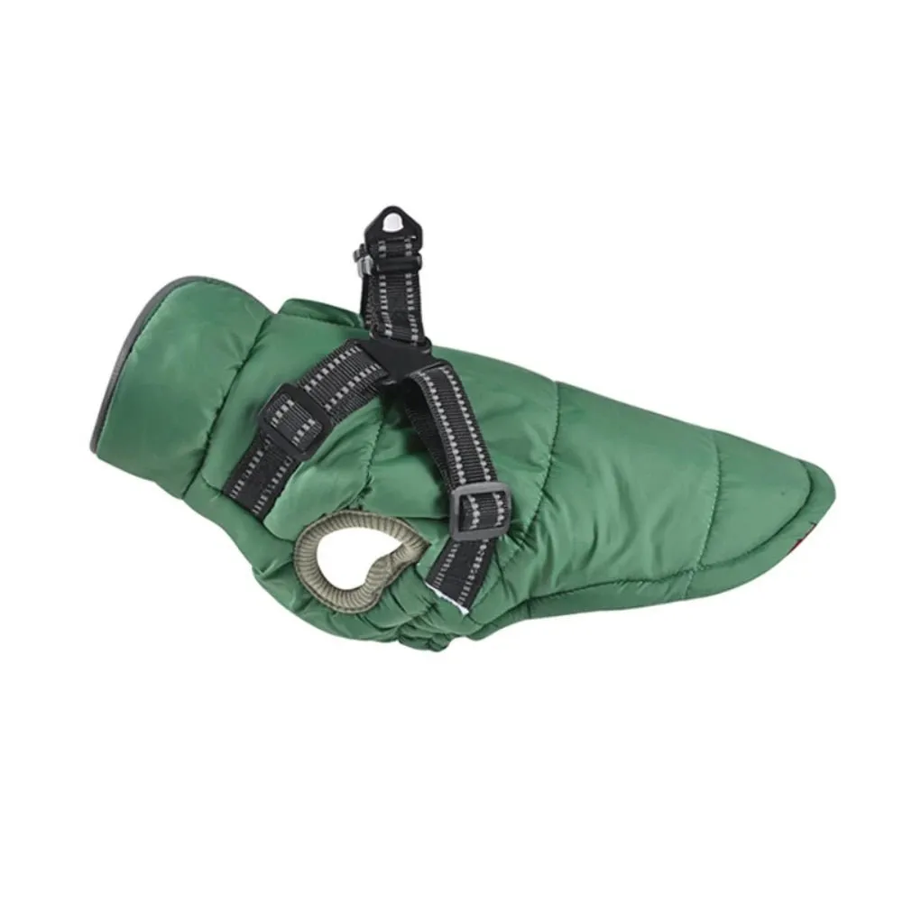 AnniePaw 2 in 1 Dog Winter Skiing Sleeveless Padded Jacket Plus Reflective  Harness