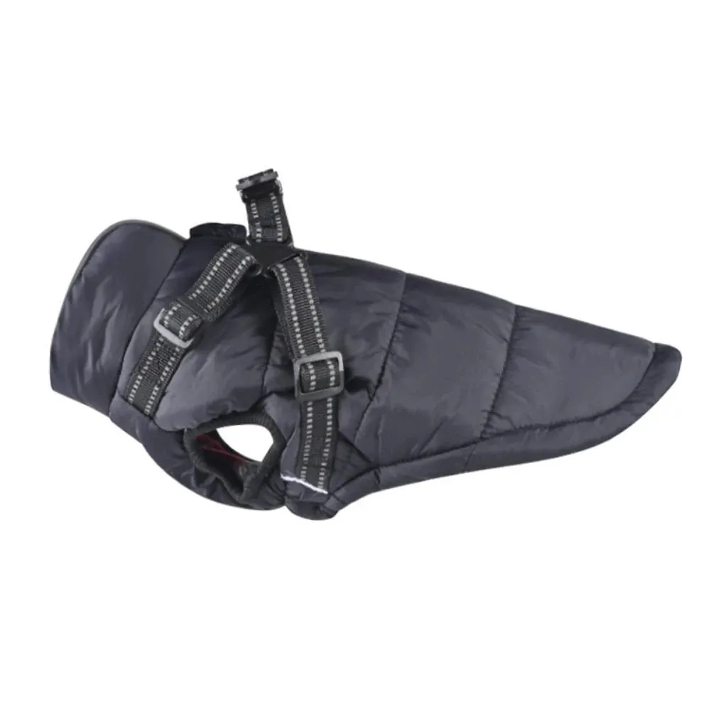 AnniePaw 2 in 1 Dog Winter Skiing Sleeveless Padded Jacket Plus Reflective  Harness