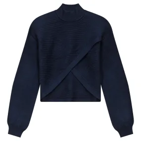 Arm wrap navy turtleneck top by Gem