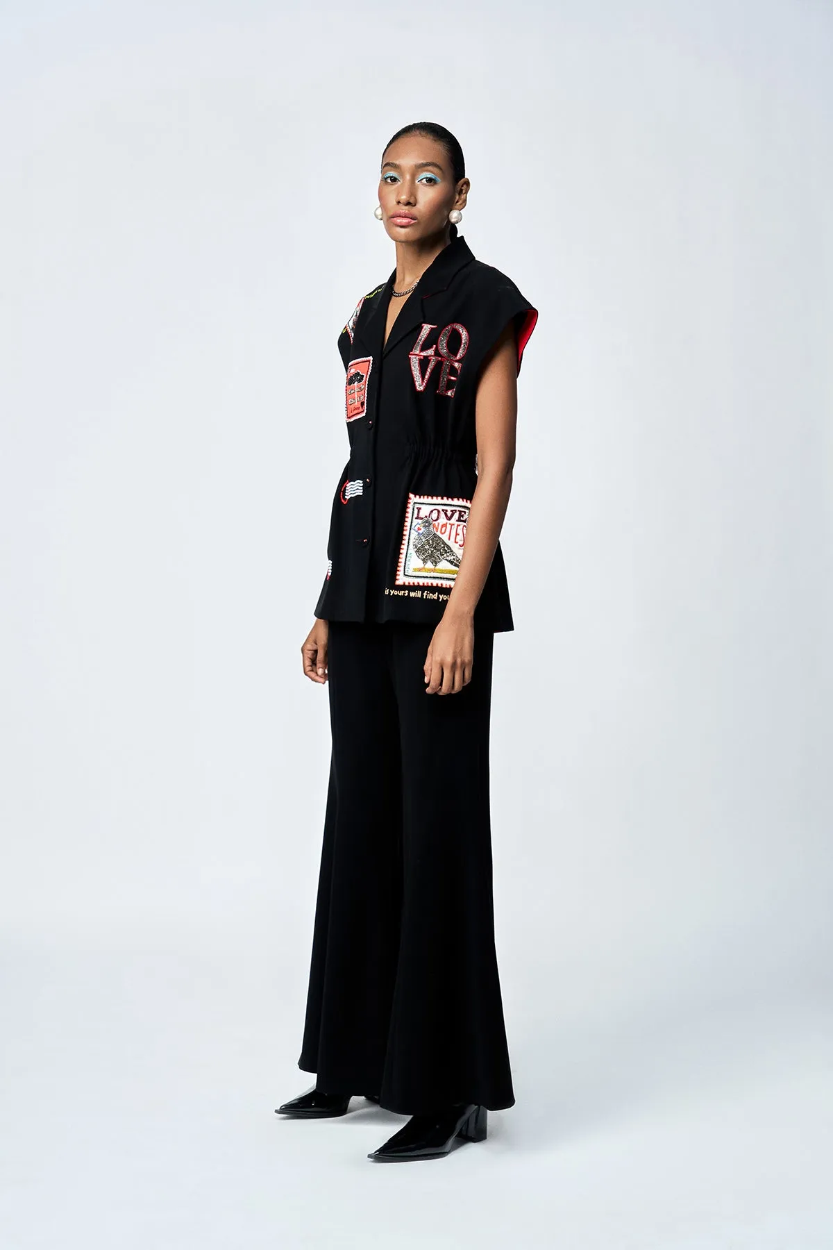 BELL BOTTOM PANTS OF ( STAMP ROBE JACKET )