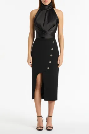 BLACK CREPE MONETA PENCIL SKIRT