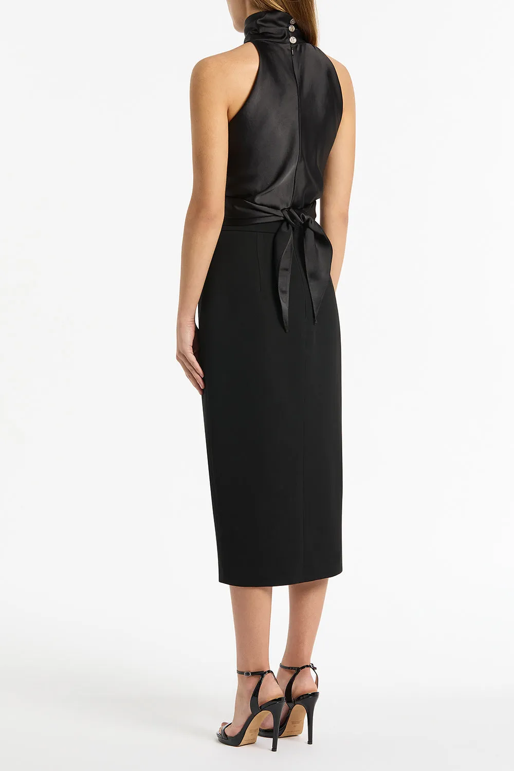 BLACK CREPE MONETA PENCIL SKIRT