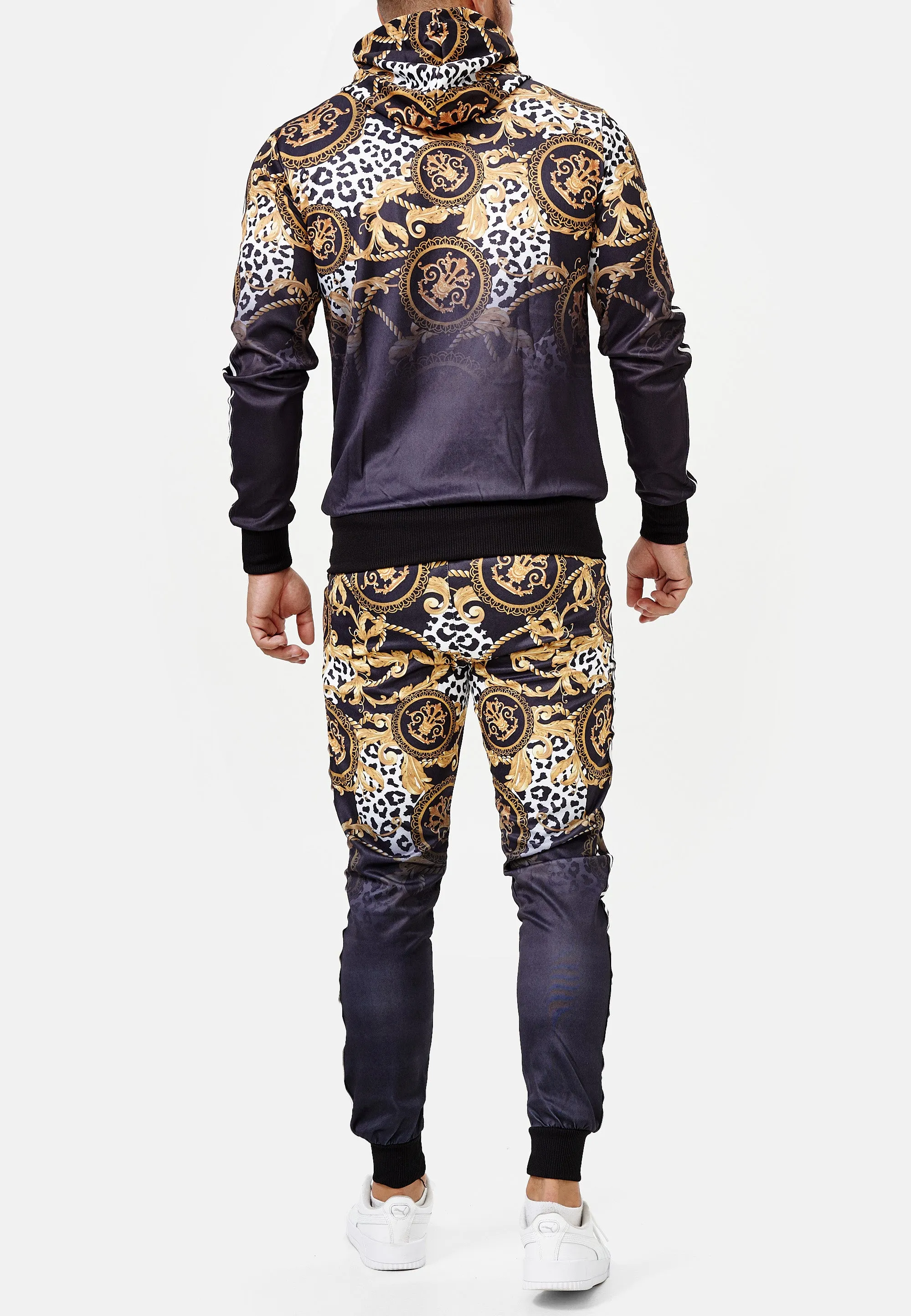 Boss Cheetah Hoodie TrackSuit - Black  X89B