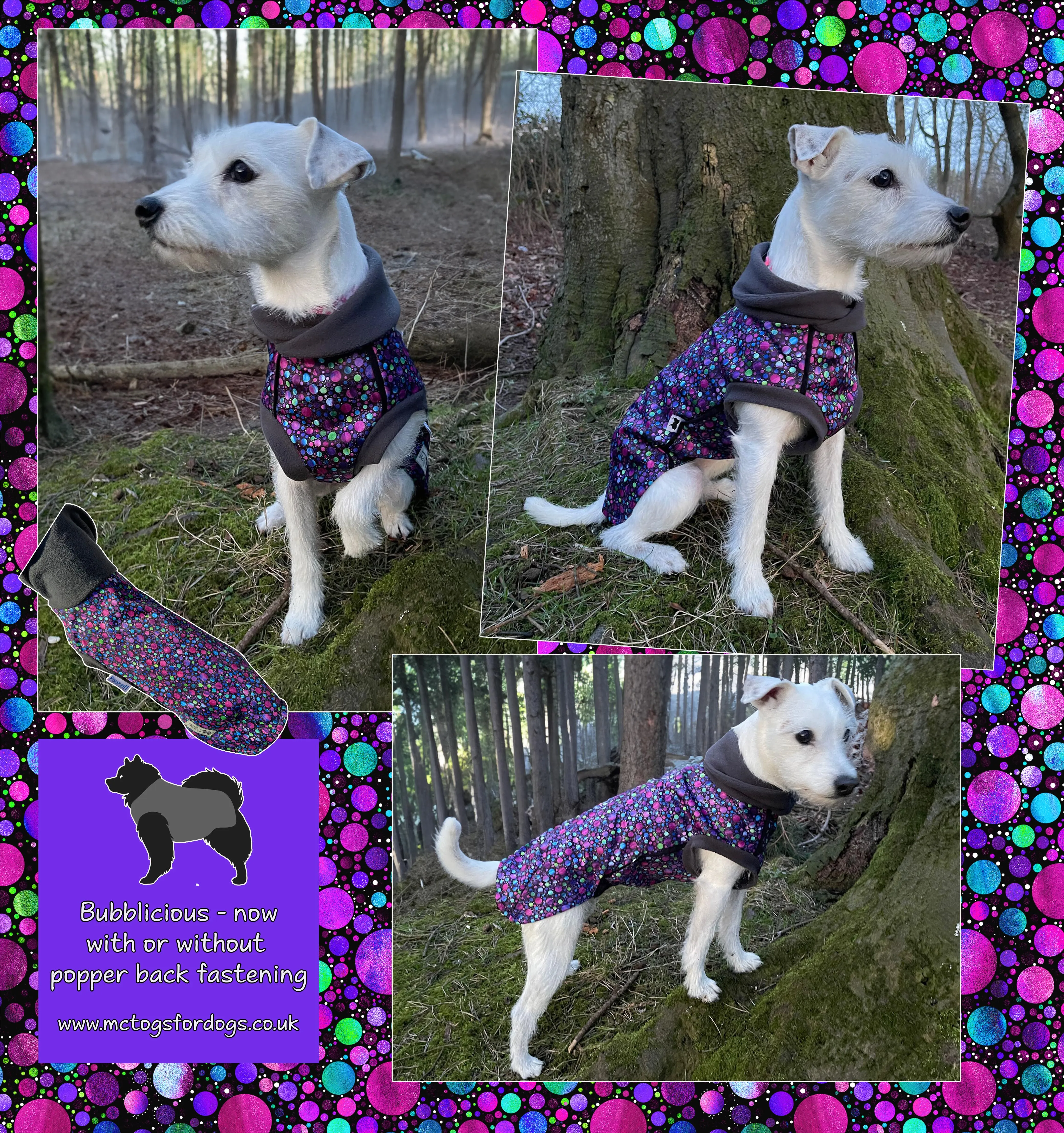 Bubbalicious Waterproof Microfleece McTog Dog Jumper - Back Poppers