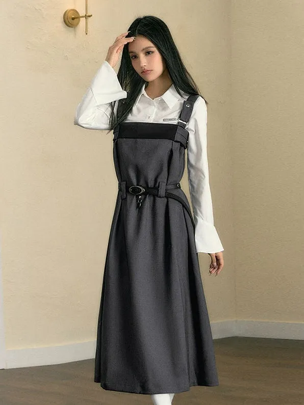 Color Contrast Adjustable Strap Skirt