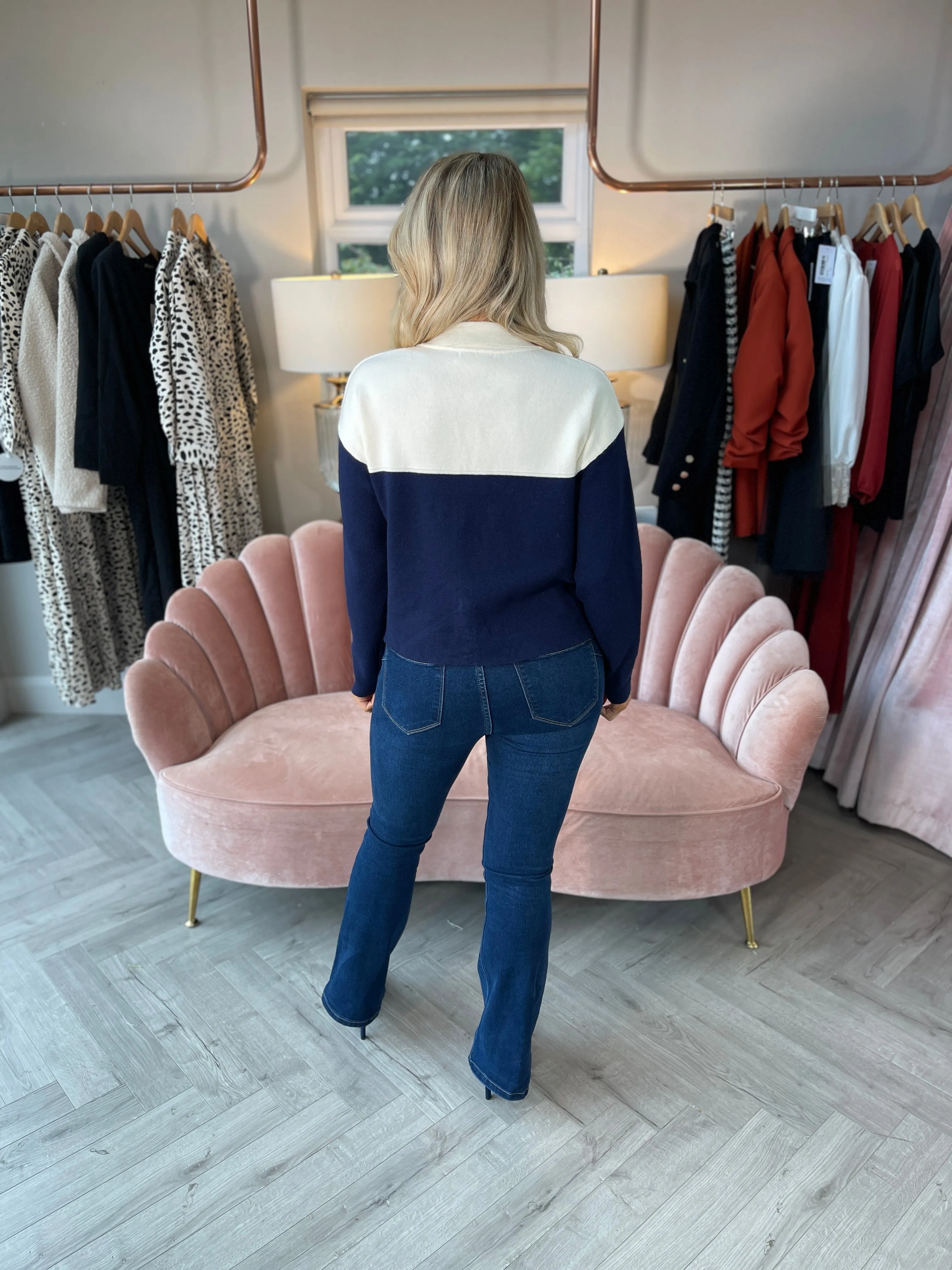 Contrast Navy Cardi