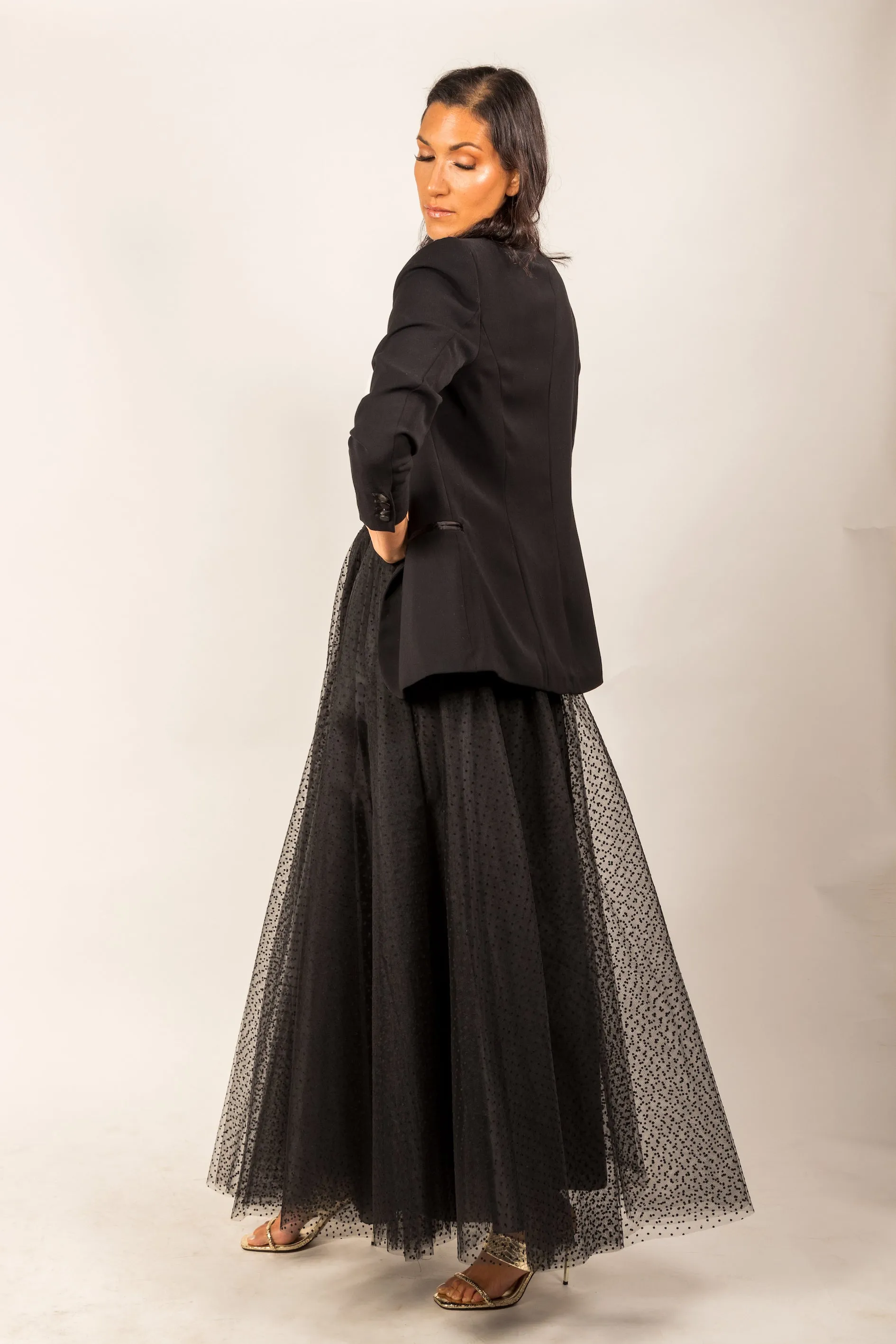 Gala Black Dotted Tulle Skirt - Limited Edition