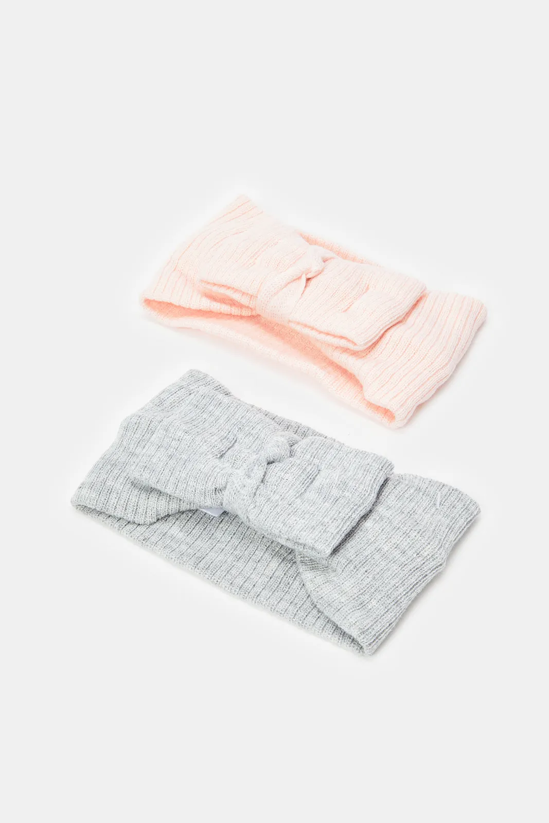 Girls Pink And Grey Embellished Head Warmer (Pack Of 2)