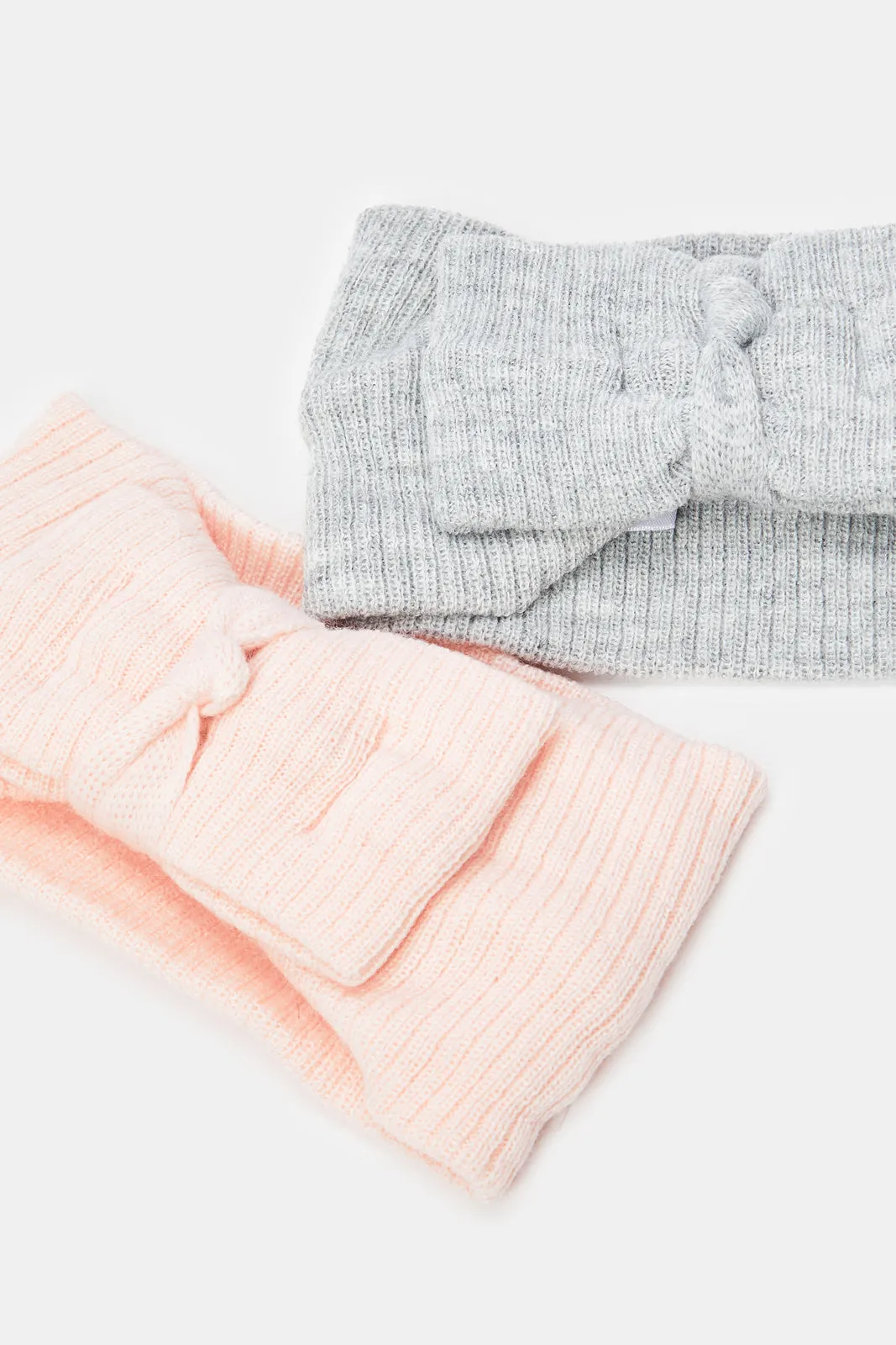 Girls Pink And Grey Embellished Head Warmer (Pack Of 2)