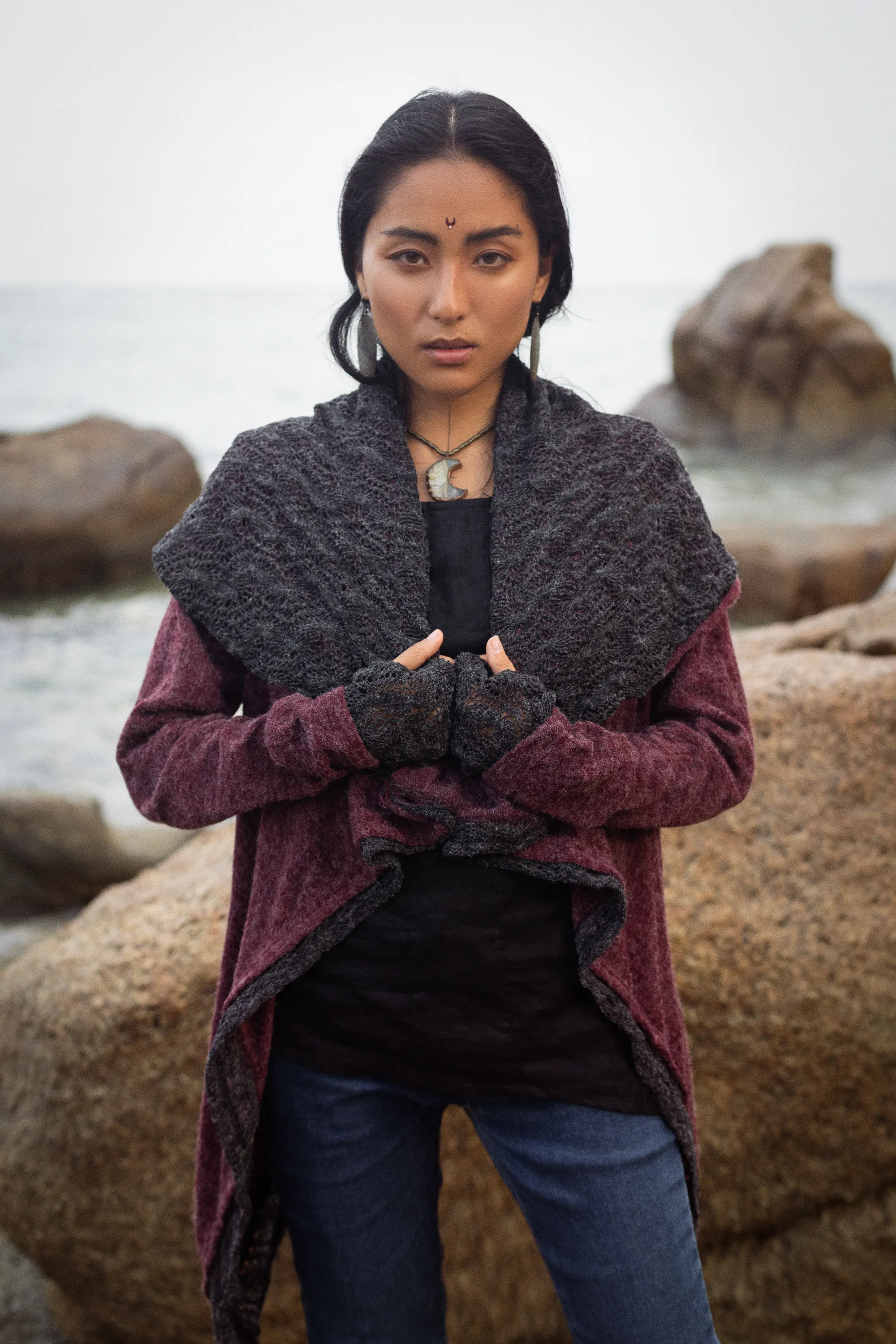Hooded Cardigan Saranya Red