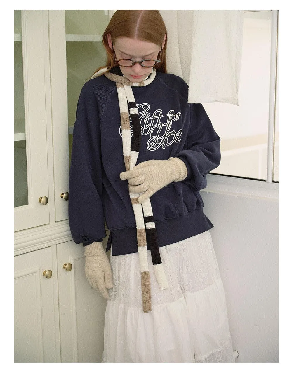 Ladies Color Block Stripe Skinny Soft Scarf YW035