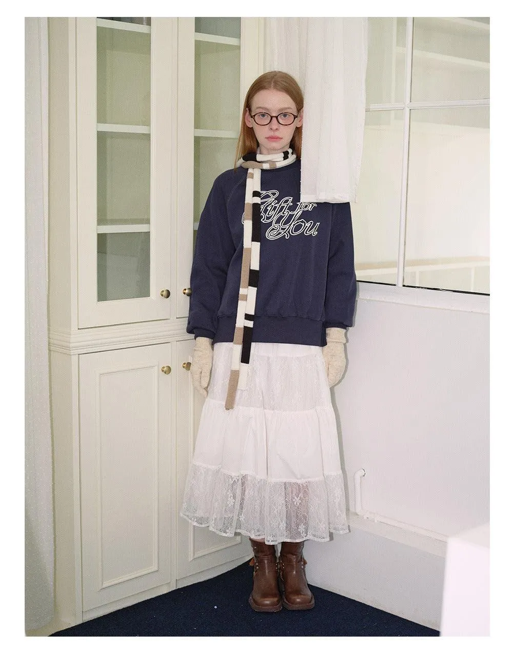 Ladies Color Block Stripe Skinny Soft Scarf YW035