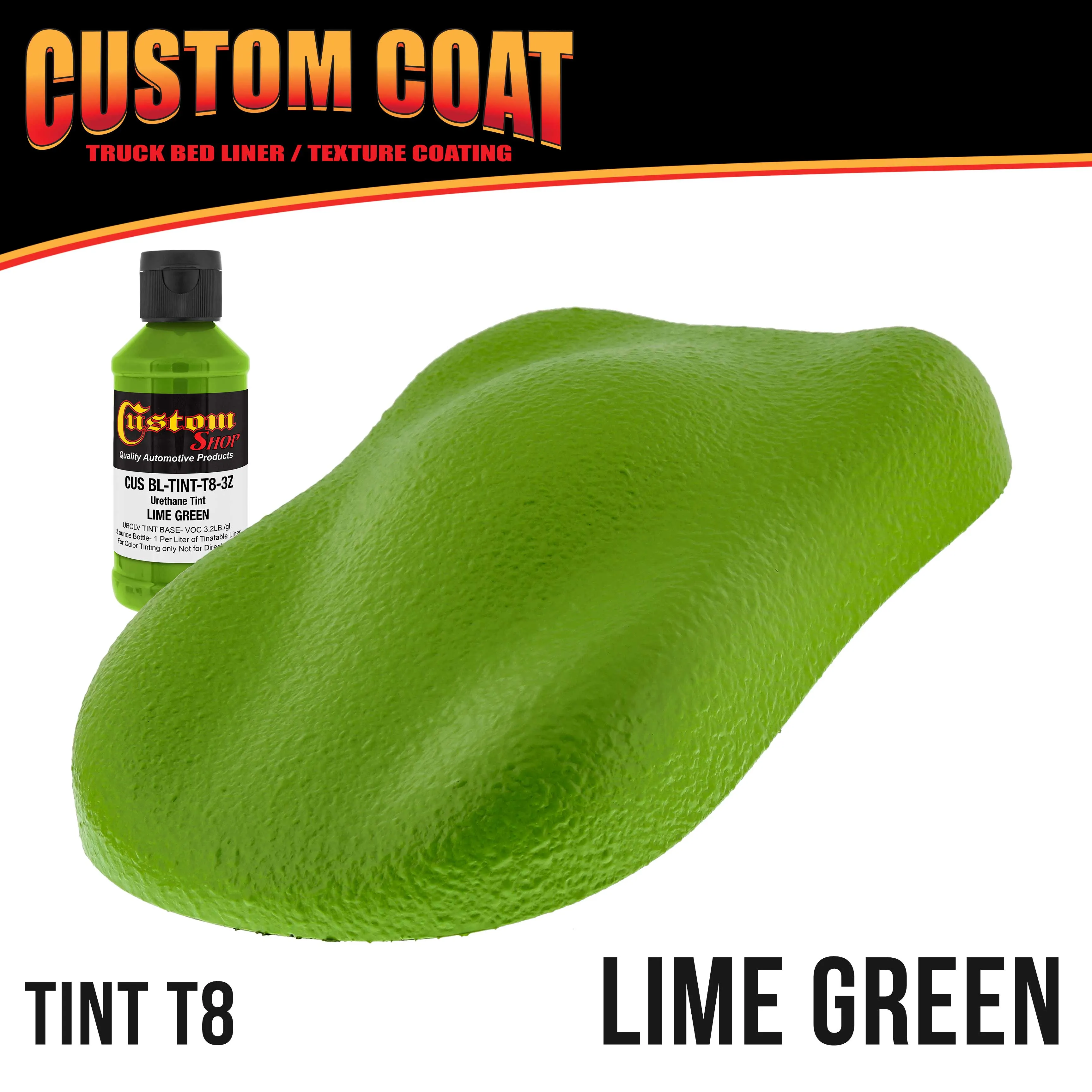 Lime Green 1.5 Gallon (6 Quart) Urethane Roll-On, Brush-On or Spray-On Truck Bed Liner Kit with Roller and Brush Applicator Kit - Textured Coating