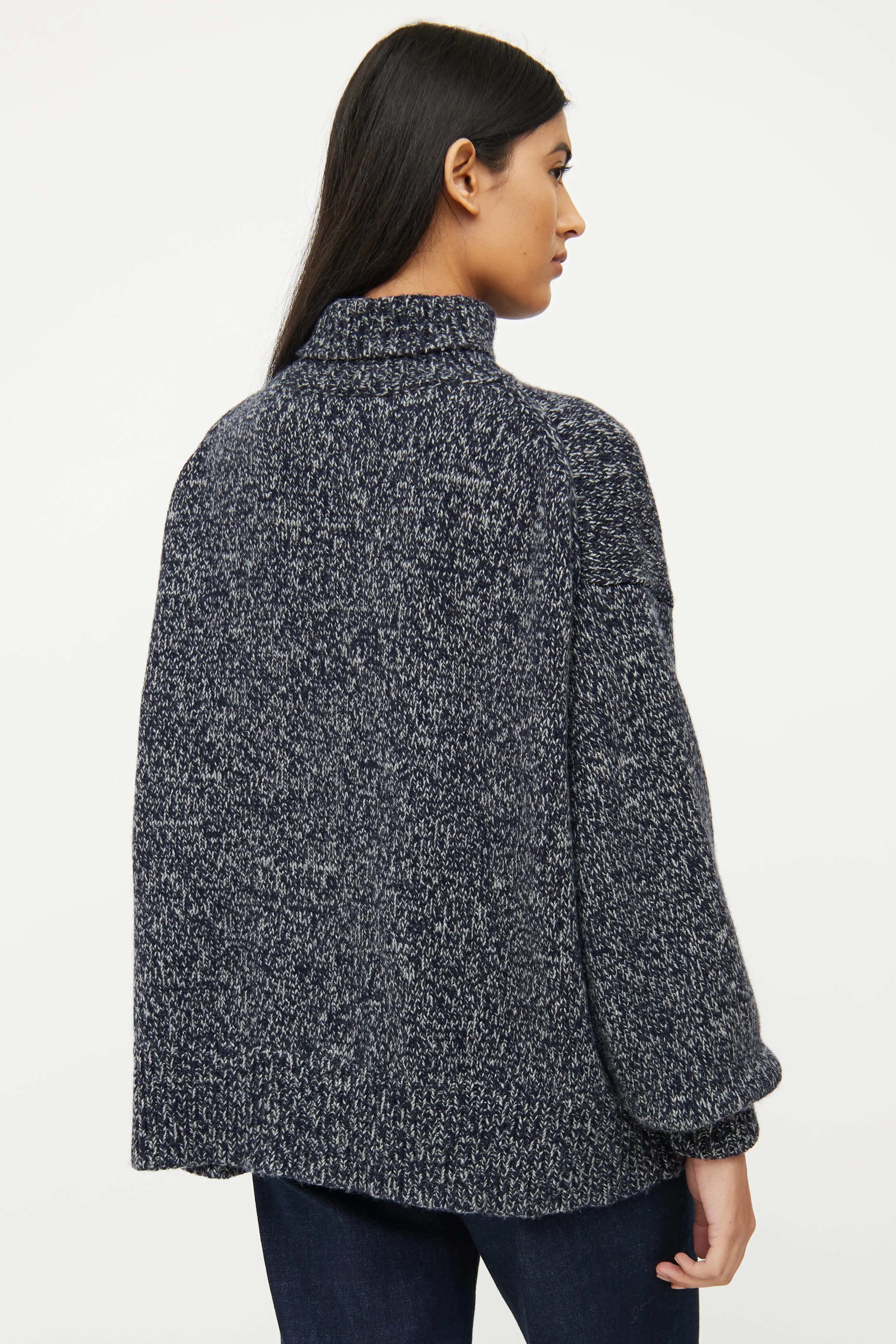 Navy & Grey Cashmere Boucle Sweater