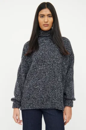 Navy & Grey Cashmere Boucle Sweater
