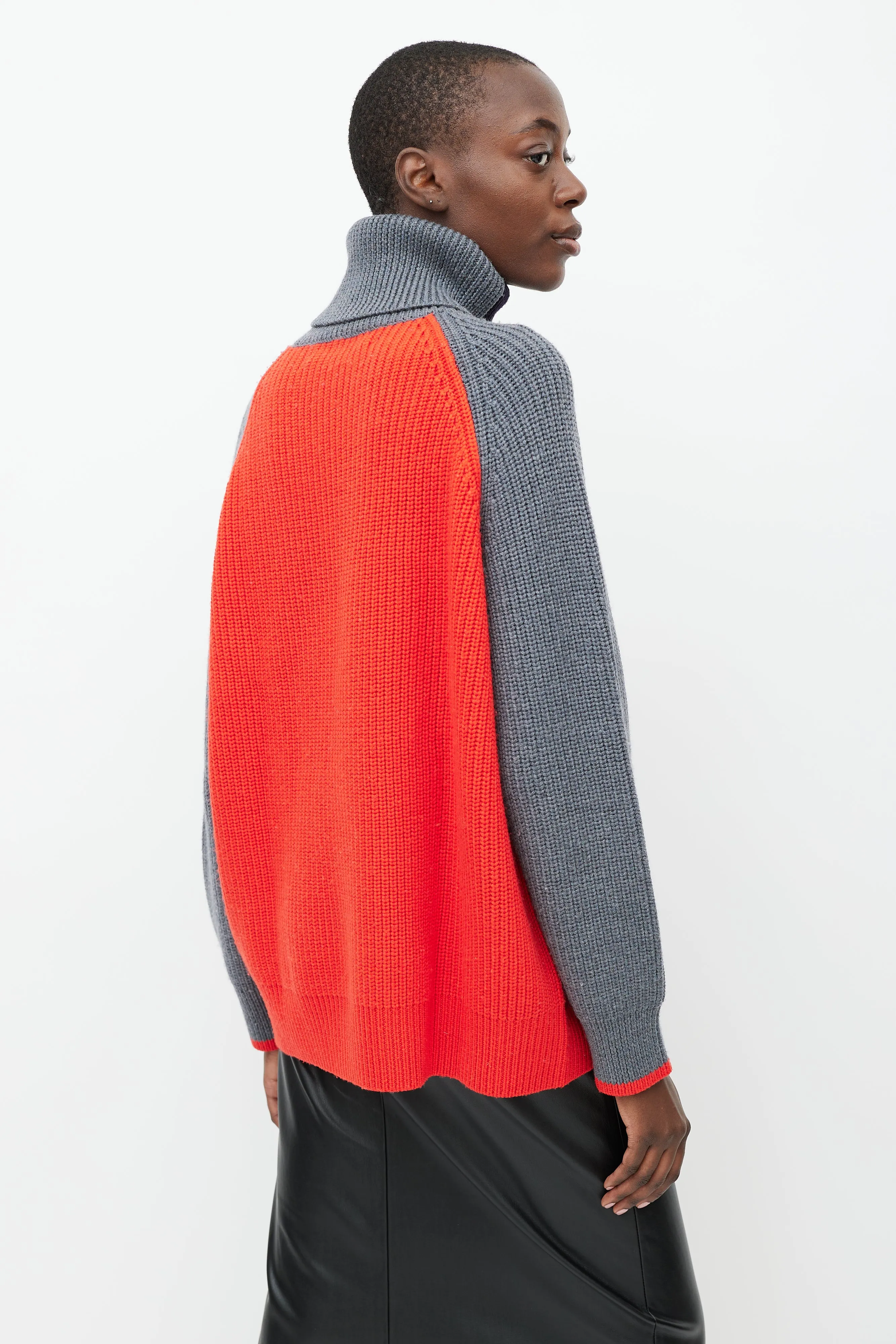 Navy & Multicolour Wool Turtleneck Sweater
