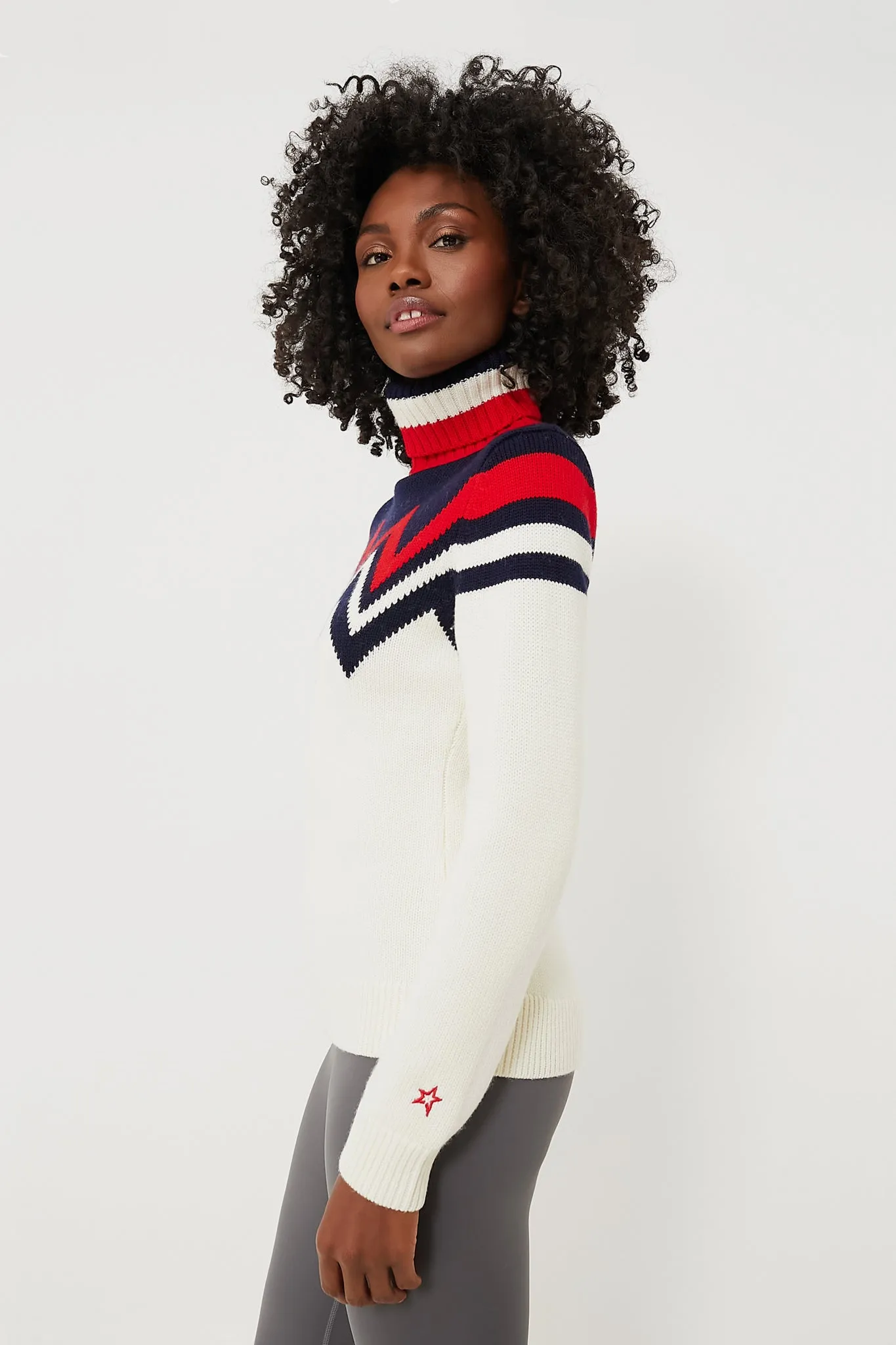 Navy and Snow White Alpine Sweater