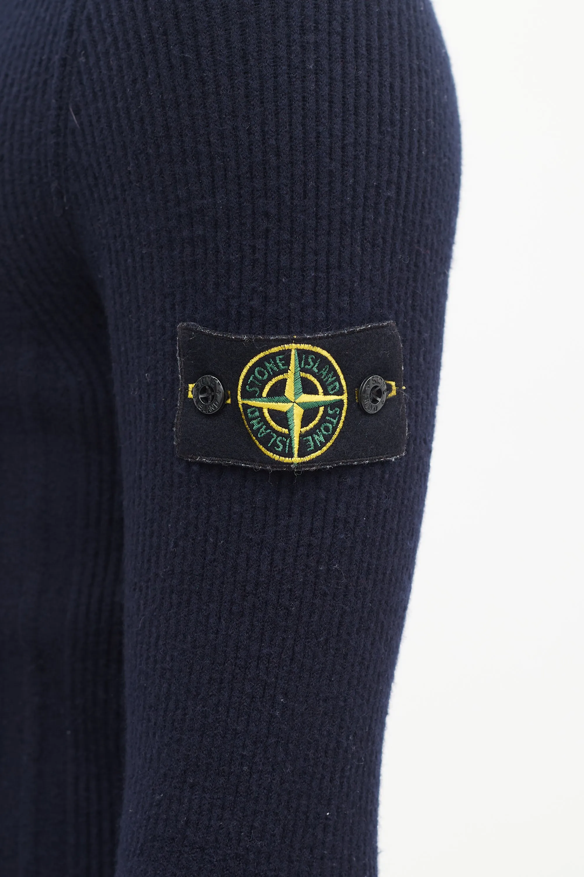 Navy Wool Compass Patch Sweater