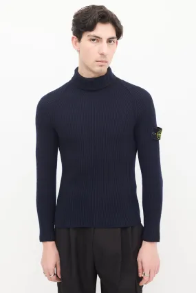 Navy Wool Compass Patch Sweater