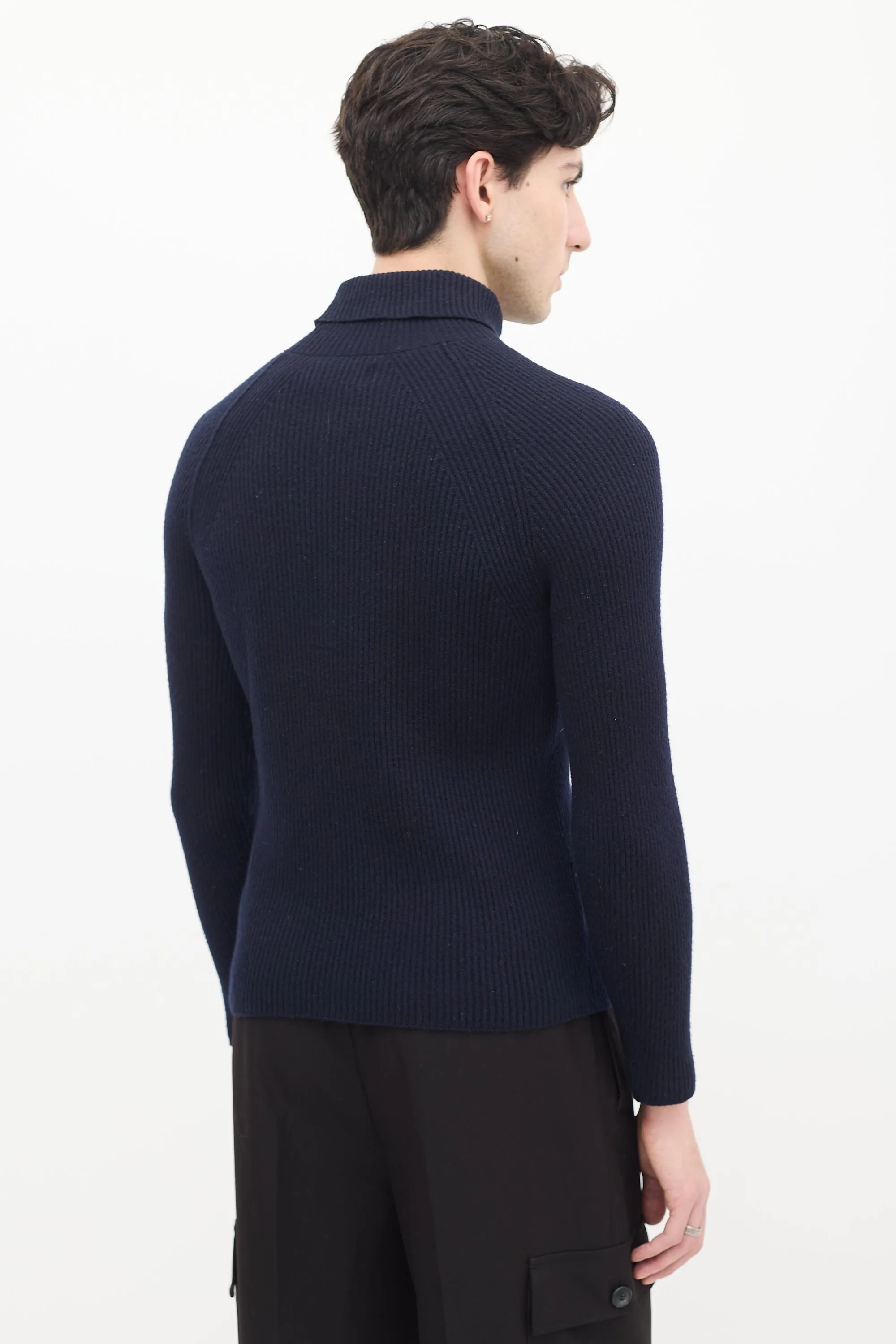 Navy Wool Compass Patch Sweater