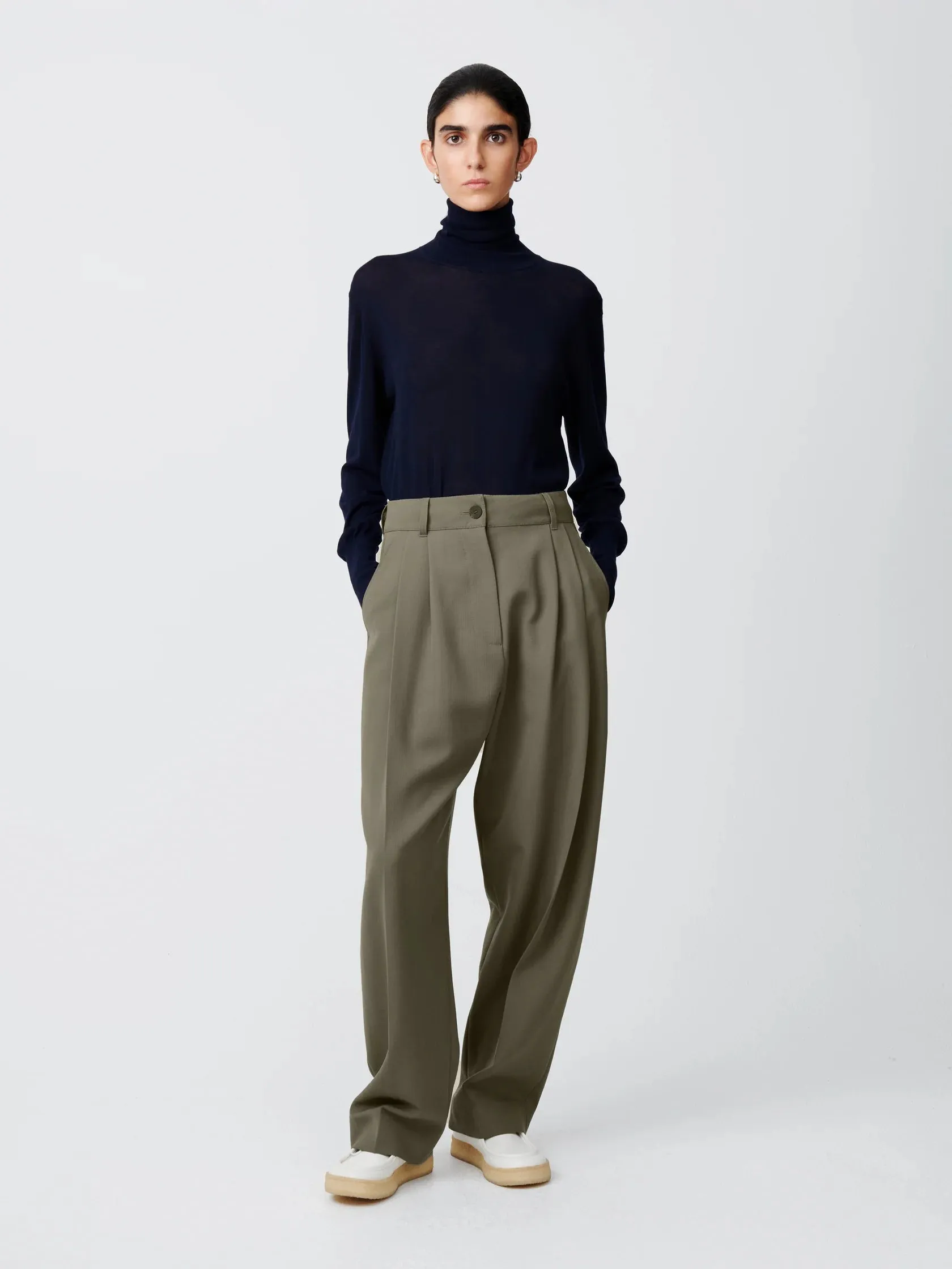 Nilo Fine Crepe Cotton Turtleneck Tee - Darkest Navy