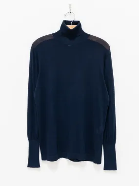 Nilo Fine Crepe Cotton Turtleneck Tee - Darkest Navy