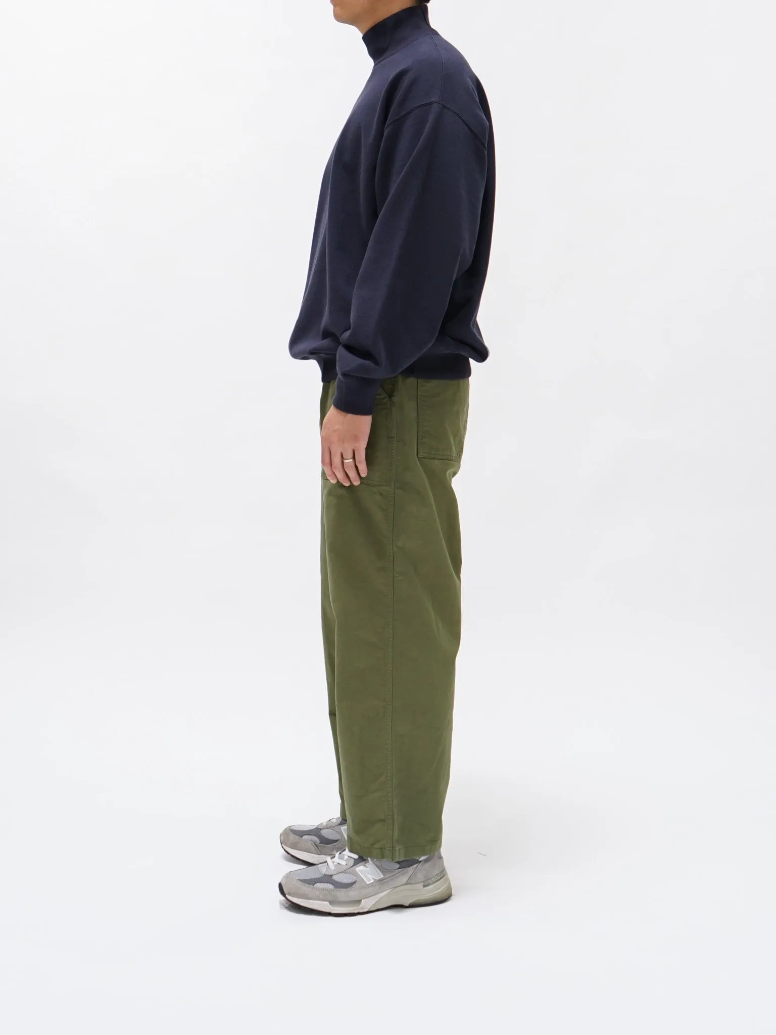 Organic Cotton Blend Heavyweight Fleece Turtleneck - Navy