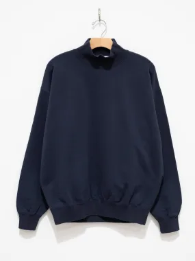 Organic Cotton Blend Heavyweight Fleece Turtleneck - Navy