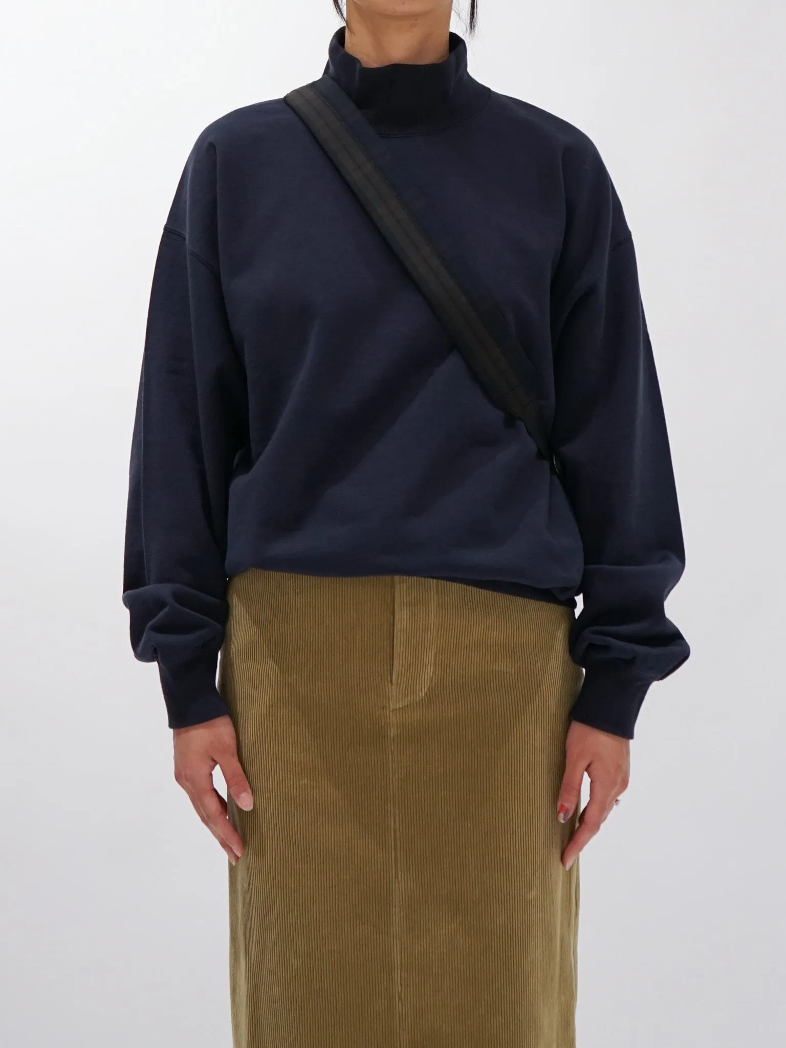 Organic Cotton Blend Heavyweight Fleece Turtleneck - Navy