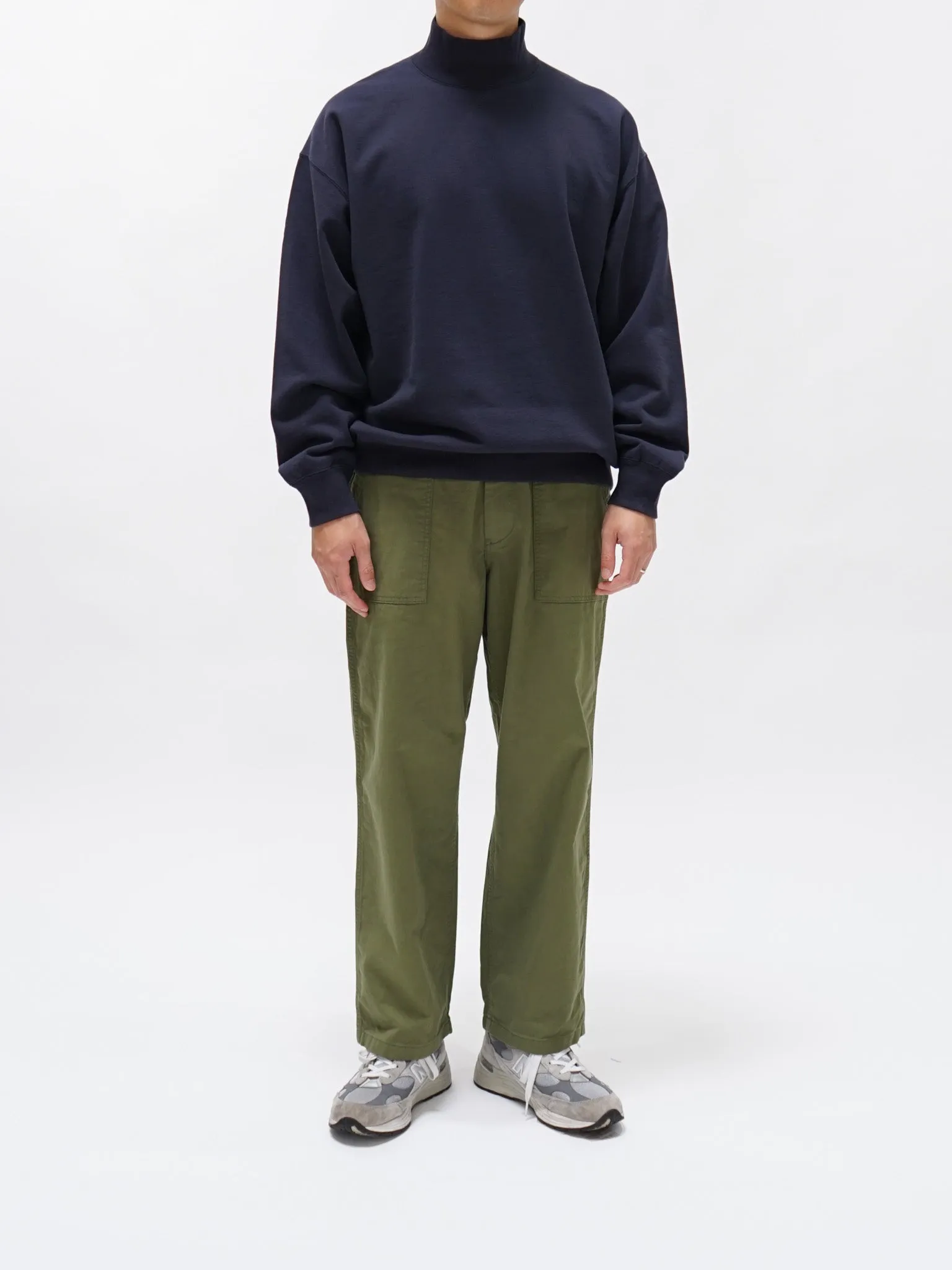Organic Cotton Blend Heavyweight Fleece Turtleneck - Navy