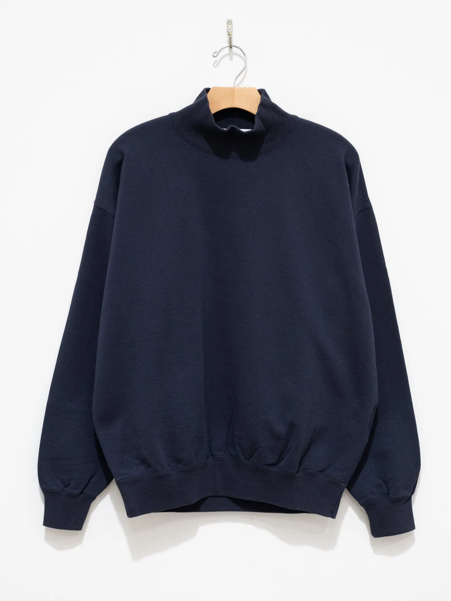 Organic Cotton Blend Heavyweight Fleece Turtleneck - Navy