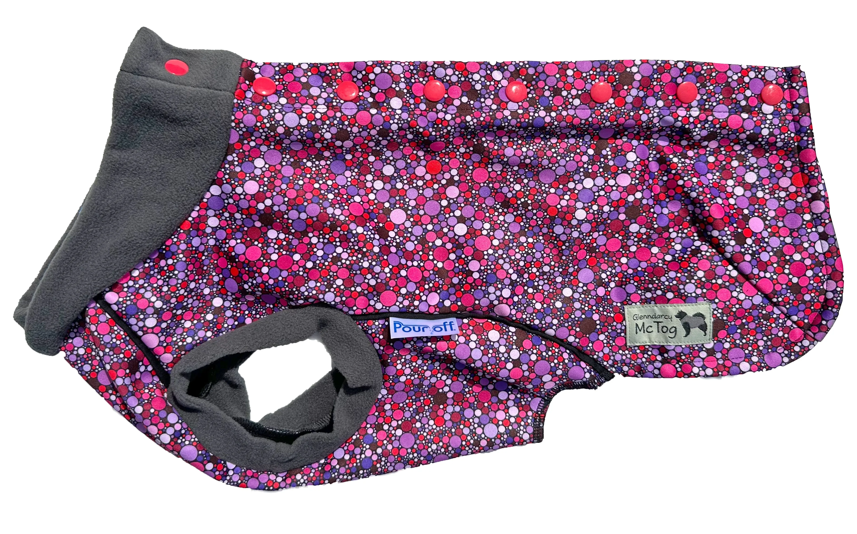 Planet Pink Waterproof Microfleece McTog Dog Jumper - Full Poppers Step In