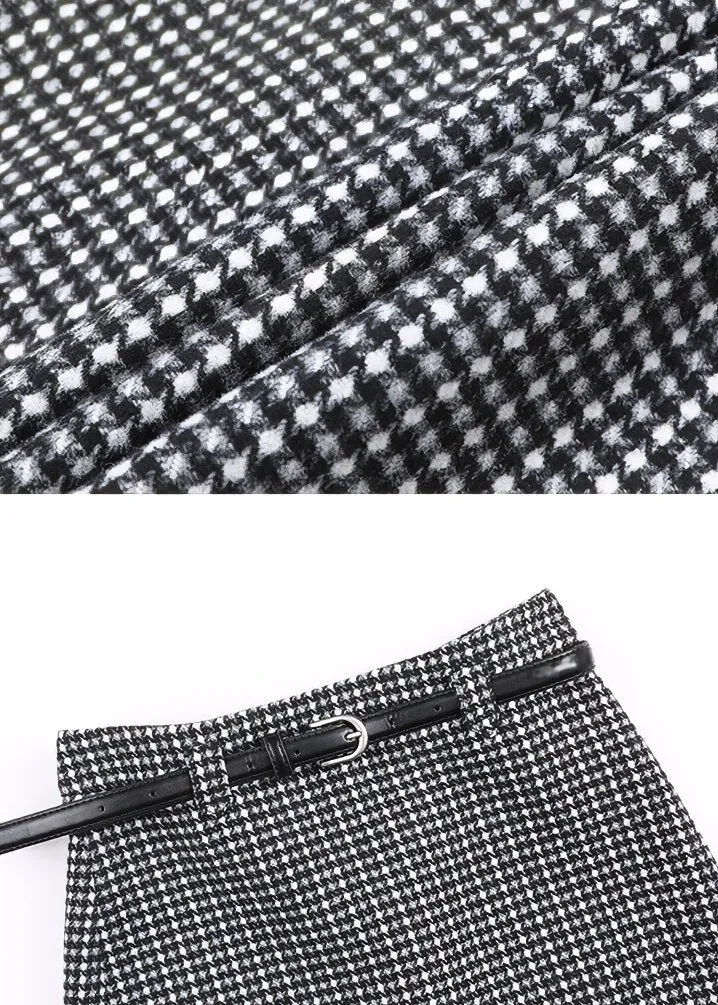 RETRO PLAID TIGHT MIDI SKIRT