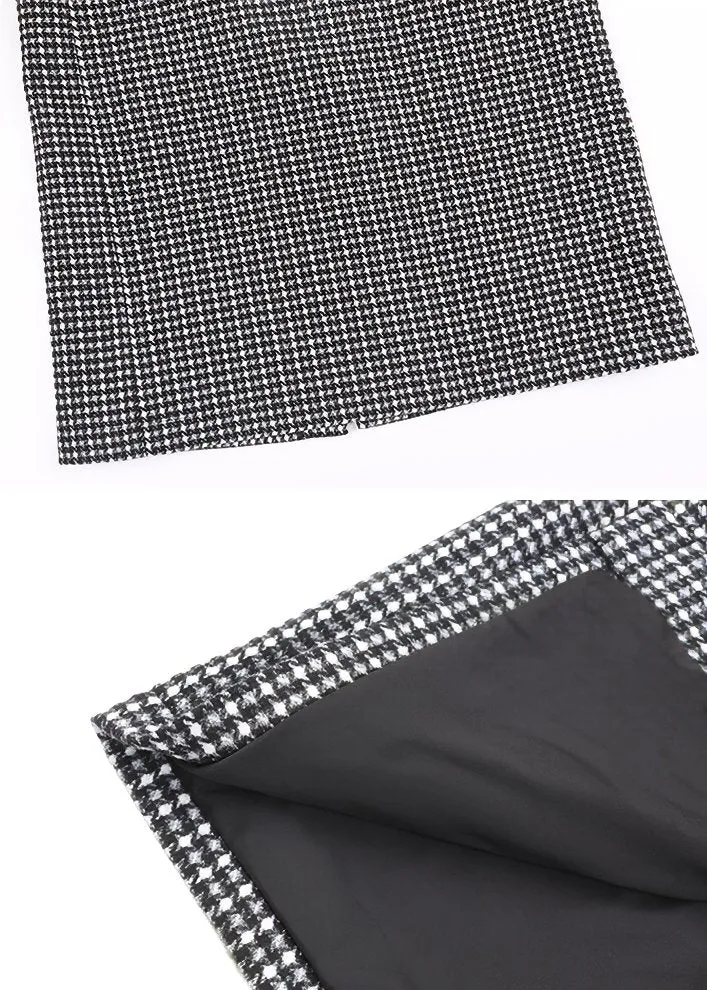 RETRO PLAID TIGHT MIDI SKIRT