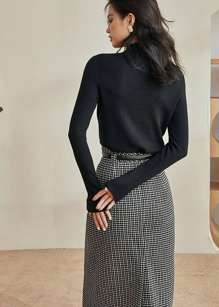RETRO PLAID TIGHT MIDI SKIRT