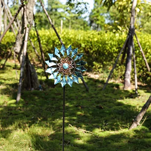 Steadydoggie Wind Spinner 61in Emerald Single Blade Kinetic Spinner Blue
