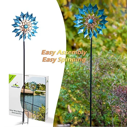 Steadydoggie Wind Spinner 61in Emerald Single Blade Kinetic Spinner Blue