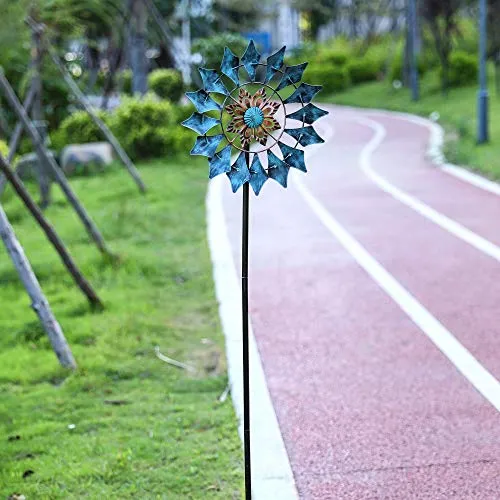 Steadydoggie Wind Spinner 61in Emerald Single Blade Kinetic Spinner Blue