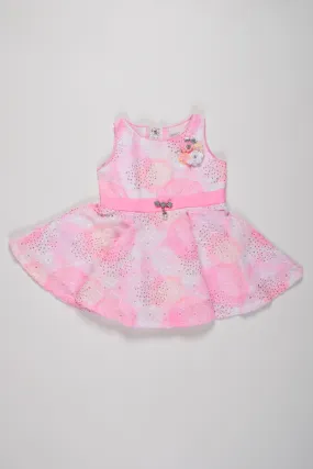 Stunning Sleeveless Cotton Frock for Girls - Pink Ombre with Embellished Details