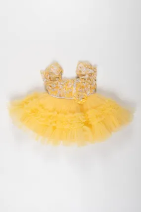 Sunny Delight Floral Party Frock: Radiance in Ruffles for the Little Charmer