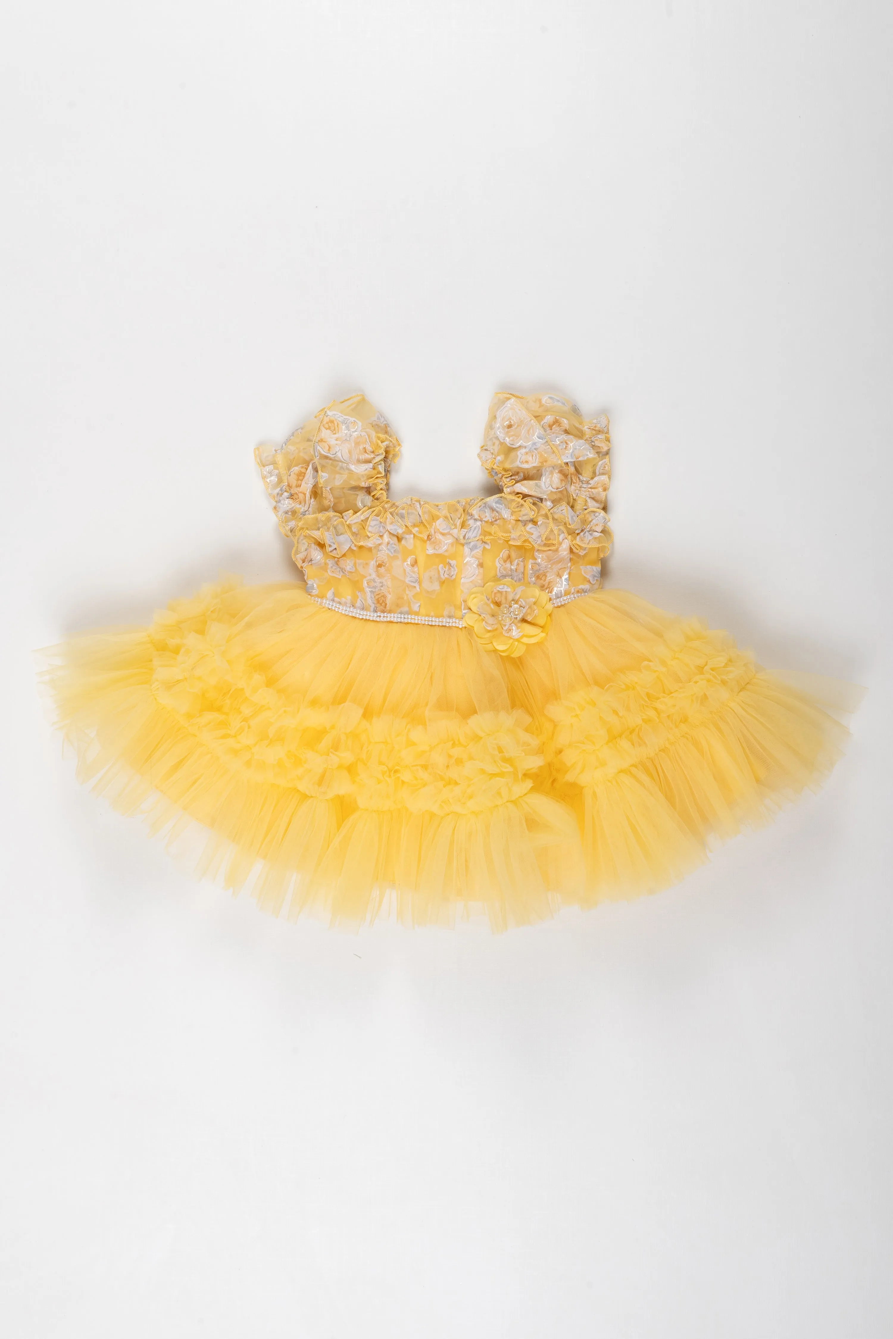 Sunny Delight Floral Party Frock: Radiance in Ruffles for the Little Charmer