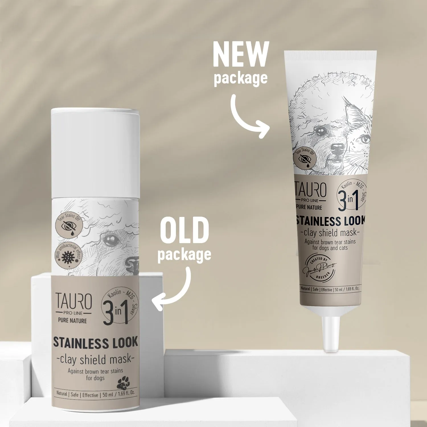 Tauro Pro Line Nature Stainless Look 3in1 Natural Clay Mask Gentle Tear Stains Remover And Protection