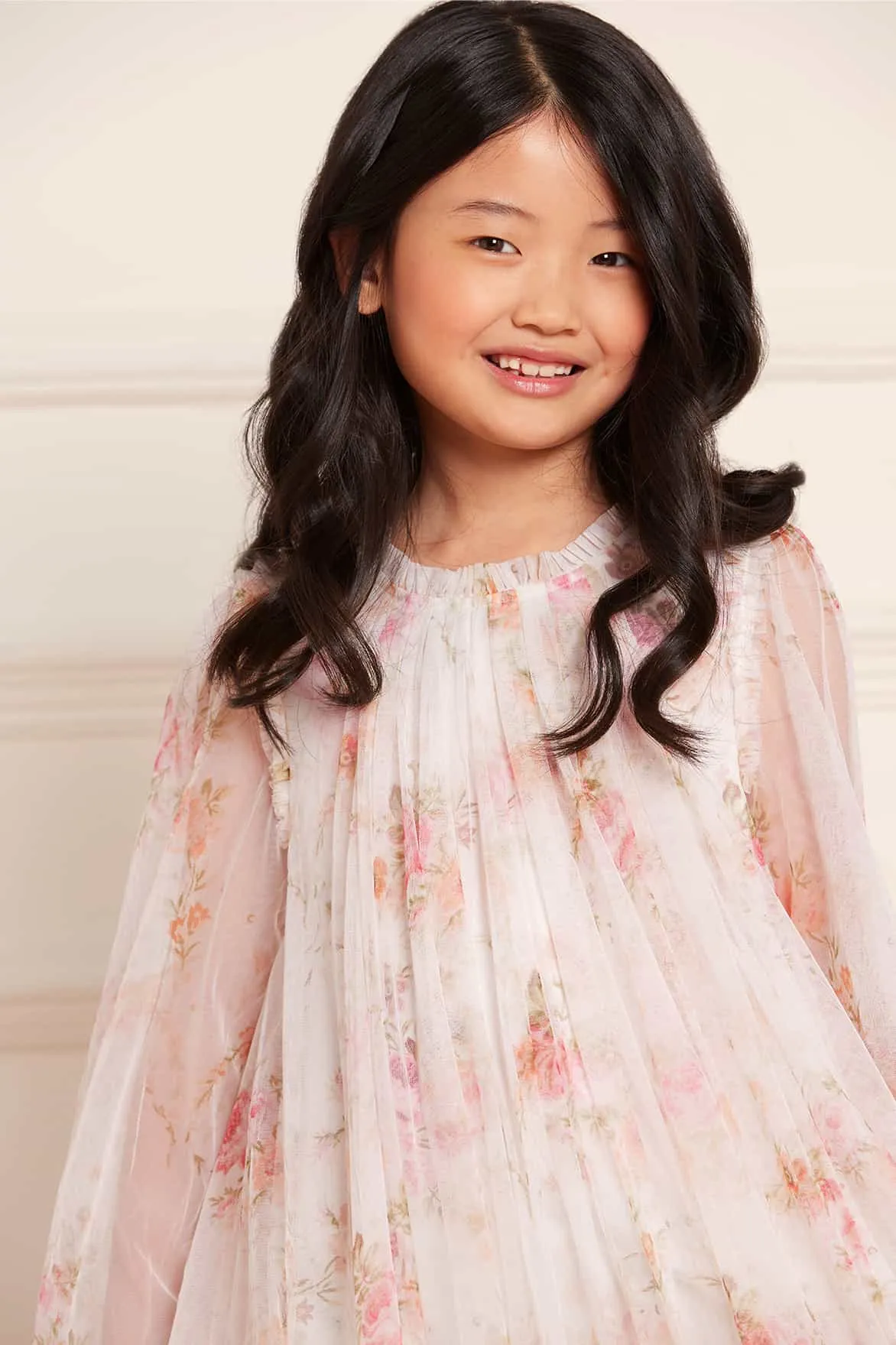 Trailing Blooms Long Sleeve Kids Dress