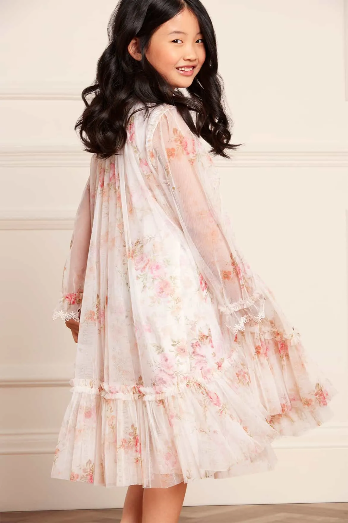 Trailing Blooms Long Sleeve Kids Dress