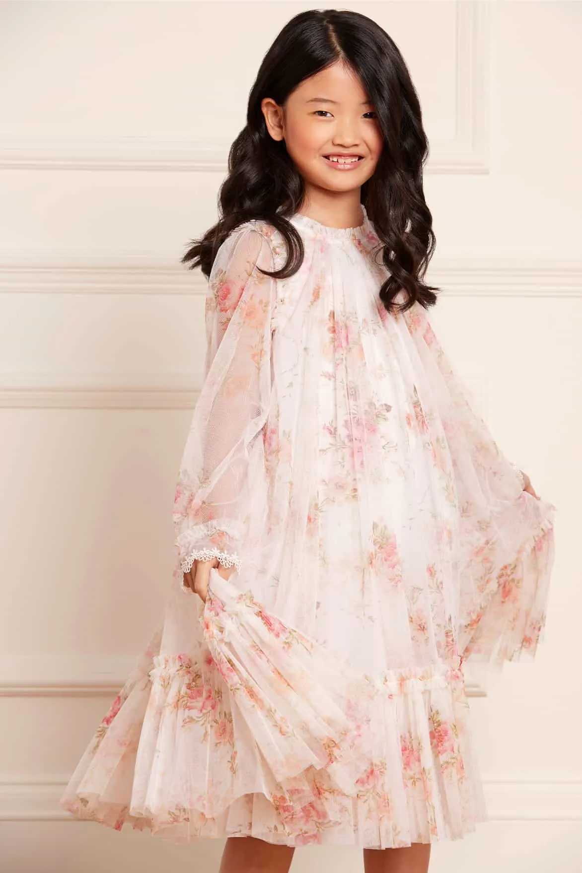 Trailing Blooms Long Sleeve Kids Dress
