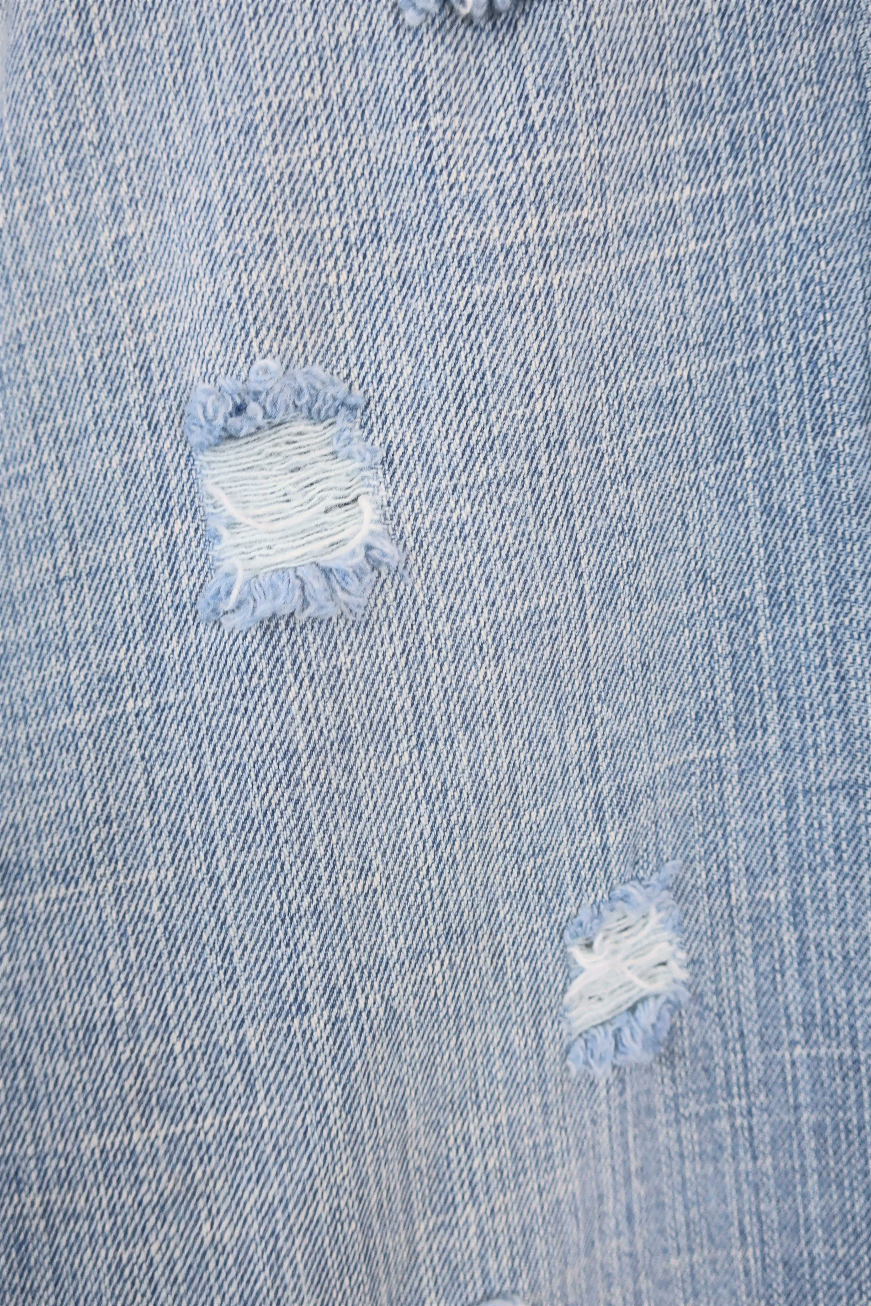 Vintage Flared Jeans - Stone Wash Blue with Distressing - Size S