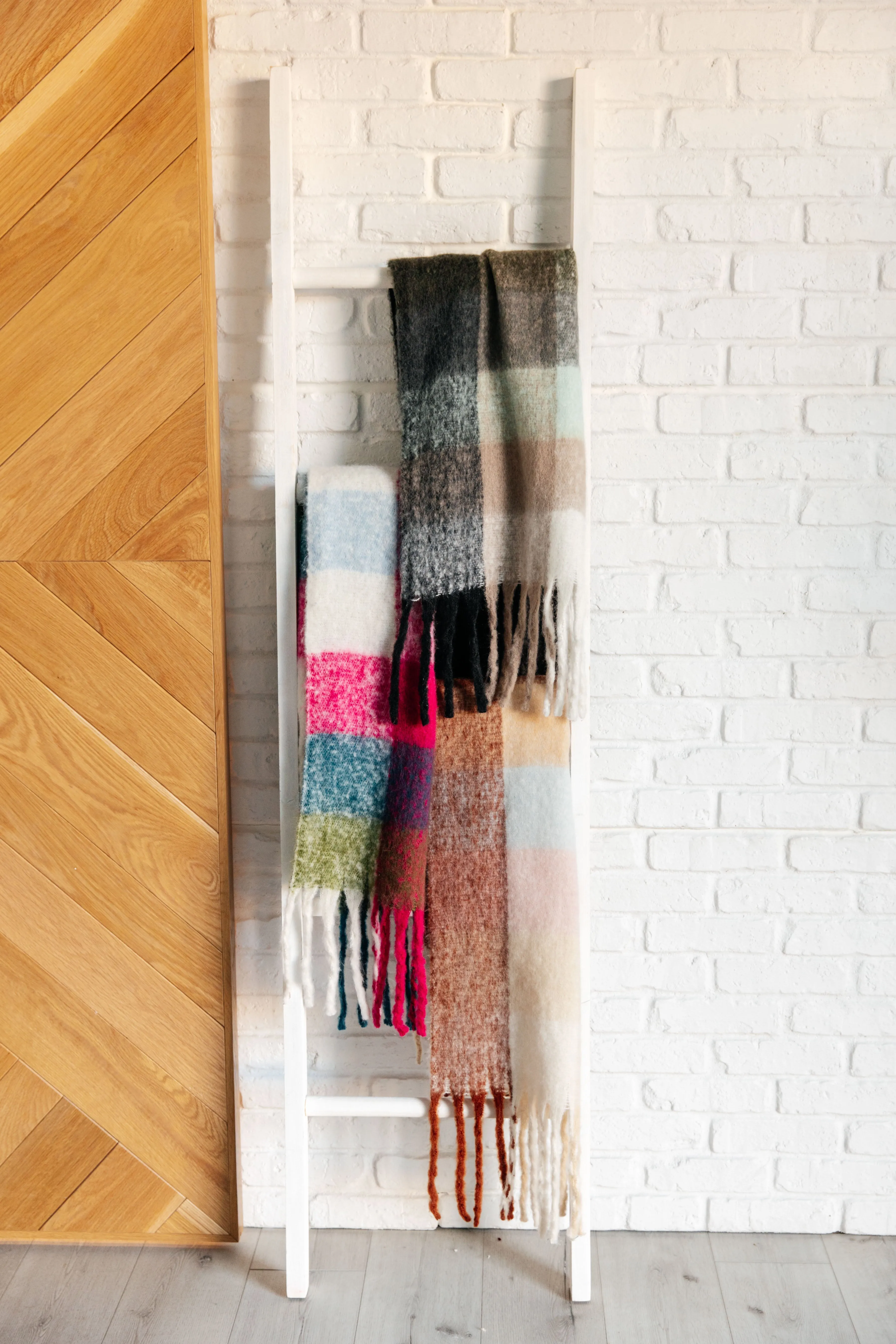 Wanderlust Wrap Oversized Plaid Fringe Scarf • Light Brown