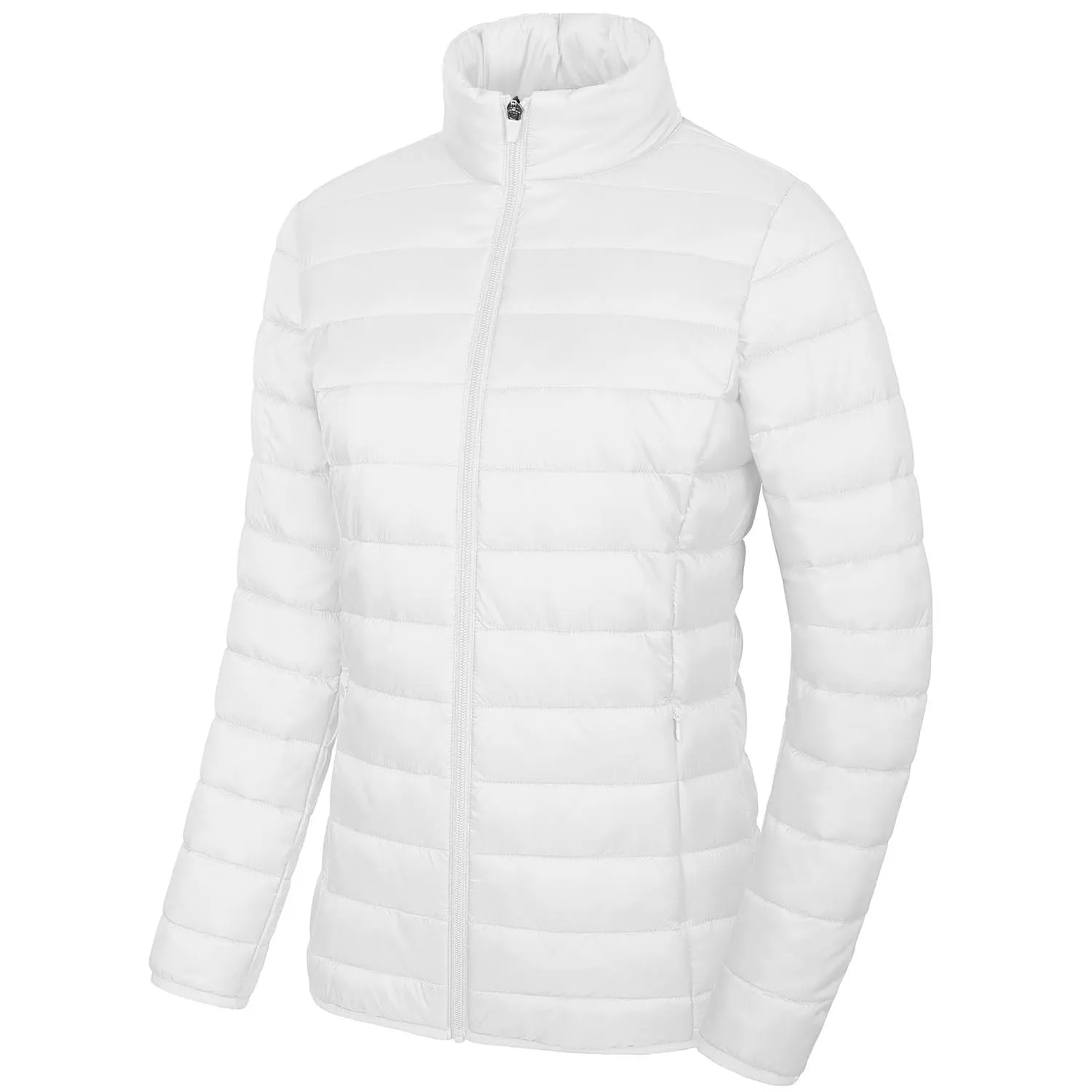 Women's  Lightweight Puffer Jacket Stand Collar Full Zip Quilted Lined Winter Coat